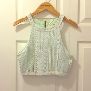 L.A. Hearts Lace Zip Crop Top